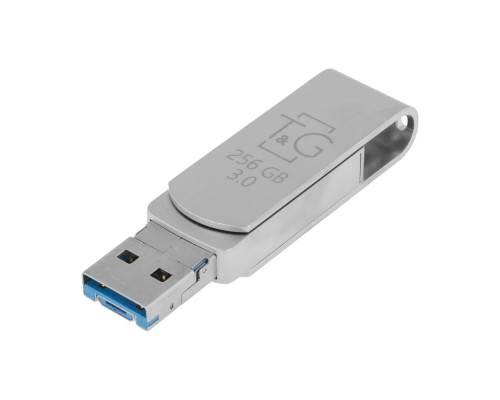 USB OTG флеш-накопичувач T&G 3&1 Lightning & Android 256gb Metal 007 м'ята упаковка Колір Метал