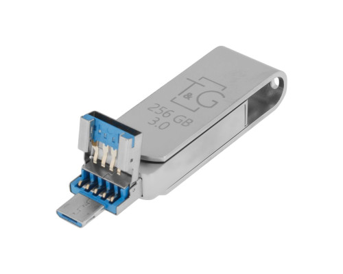 USB OTG флеш-накопичувач T&G 3&1 Lightning & Android 256gb Metal 007 м'ята упаковка Колір Метал