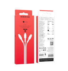 Кабель USB Borofone BX16 3-in-1 Easy IP+Micro+Type-C М'ята упаковка Колір Чорний 2020000343769