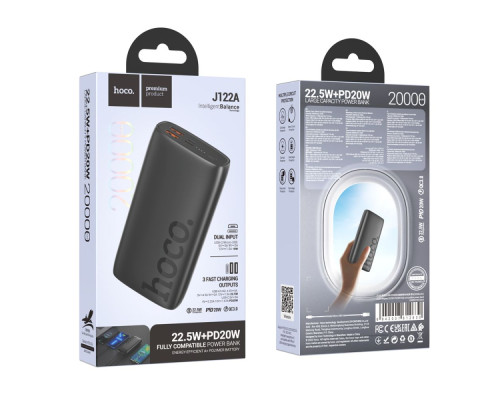 Універсальна Мобільна Батарея Power Bank Hoco J122A Respect 22.5W+PD20W 20000 mAh Колір Чорний 6942007612630