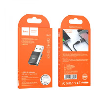 Перехідник Hoco UA17 USB Male to Type-C female USB2.0 adapter Колір Чорний 6931474762009