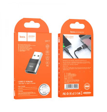 Перехідник Hoco UA17 USB Male to Type-C female USB2.0 adapter Колір Чорний 6931474762009