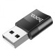 Перехідник Hoco UA17 USB Male to Type-C female USB2.0 adapter Колір Чорний 6931474762009