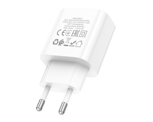 Мережевий Зарядний Пристрій Borofone BA81A 1USB-C PD/QC 20W Колір Бiлий 6941991108181