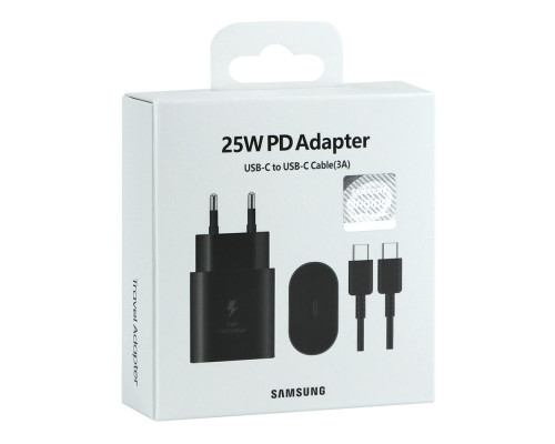 Мережевий Зарядний Пристрій Samsung 1USB-C PD/QC 25W+Type-C to Type-C 1:1 Колір Чорний 2020000385783