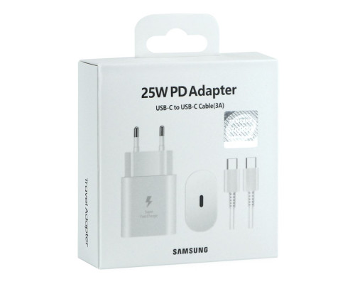 Мережевий Зарядний Пристрій Samsung 1USB-C PD/QC 25W+Type-C to Type-C 1:1 Колір Чорний 2020000385783