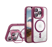 Чохол TPU+PC+Metal Stand Case with MagSafe and Camera Lenses для iPhone 15 Pro Max Колір Plum 2020000407393