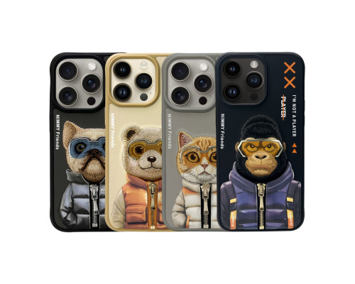 Чохол TPU+PC Nimmy 3D with Metal Buttons для iPhone 16 Pro Колір Dog Black 6971080319402