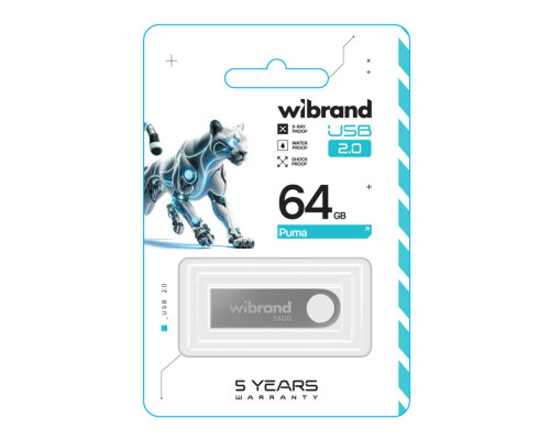 USB флеш-накопичувач Wibrand 64gb Puma Колір Срібло 4820124251500