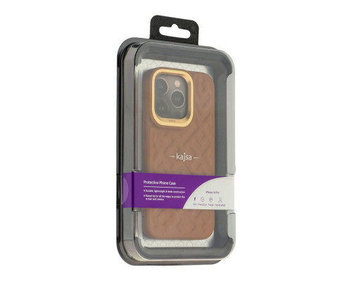 Чохол Kajsa Briquette Collection Rhombus для iPhone 14 Pro Колір Brown 4894505118836