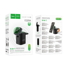 Бездротовий Зарядний Пристрій Hoco CQ20A EU 6-in-1 15W+1USB/2USB-C 65W Magnetic (iWatch) Колір Чорний 6942007645874 ma37123_3610402