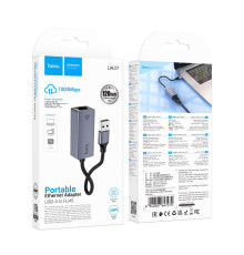 Перехідник Hoco UA37 USB to Ethernet adapter (1000 Mbps/1Gbit) Колір Сiрий 6942007647274 ma37120_3610397