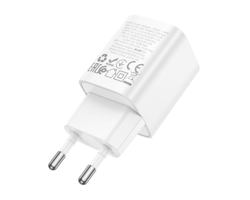 Мережевий Зарядний Пристрій Hoco C149A 1USB/1USB-C PD/QC 30W Колір Бiлий 6942007630337 ma35295_3345686