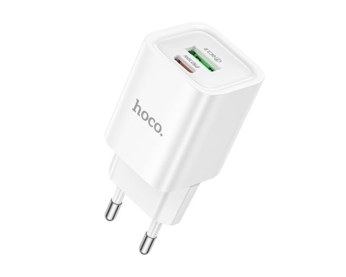 Мережевий Зарядний Пристрій Hoco C149A 1USB/1USB-C PD/QC 30W Колір Бiлий 6942007630337 ma35295_3345686