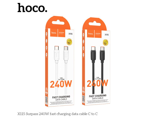 Кабель USB Hoco X115 Type-C to Type-C 240W Колір Чорний 6942007652018 ma37595_3663389