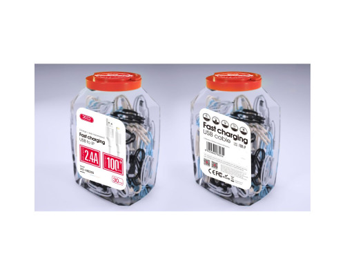 Кабель USB XO-NB265 Lightning 2.4A (30pcs/bottle) Колір Чорний/Білий/Блакитний/Рожевий 6920680856787 ma37589_3663372