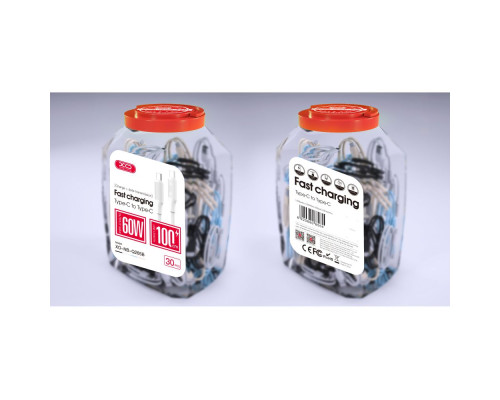 Кабель USB XO-Q265B Type-C to Type-C 60W (30pcs/bottle) Колір Чорний/Білий/Блакитний/Рожевий 6920680856824 ma37606_3663535