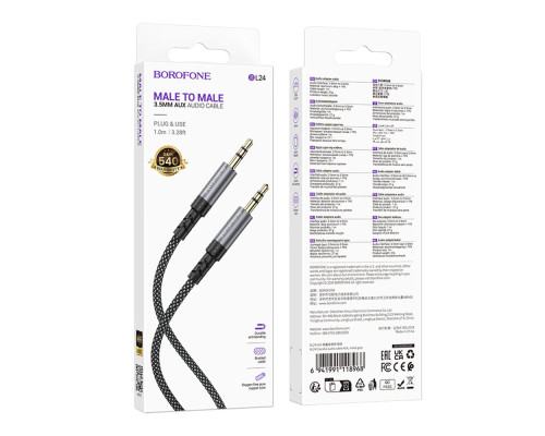 Кабель Aux Borofone BL24 Колір Сiрий 6941991118968 ma36879_3609465
