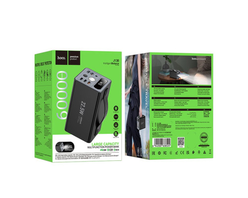 Універсальна Мобільна Батарея Power Bank Hoco J138 Distant 22.5W+PD20W+DC12V 60000 mAh Колір Чорний 6942007638524