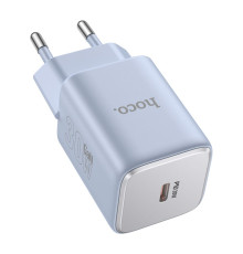 Мережевий Зарядний Пристрій Hoco N43 1USB-C PD/QC 30W GAN Колір Блакитний 6942007620239