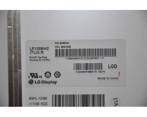 Матриця 13.3 LP133WH2-TLL3 (1366*768, 40pin, LED, SLIM (горизонтальні планки), глянцева, роз'єм праворуч знизу) для ноутбука (renew) NBB-27117