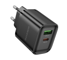 Зарядний пристрій Borofone BA83A 20W 3A USB-A+USB-C black PLS-00-00155981
