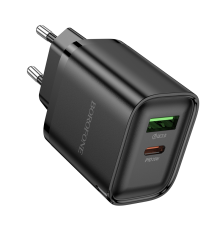 Зарядний пристрій Borofone BA83A 20W 3A USB-A+USB-C black PLS-00-00155981