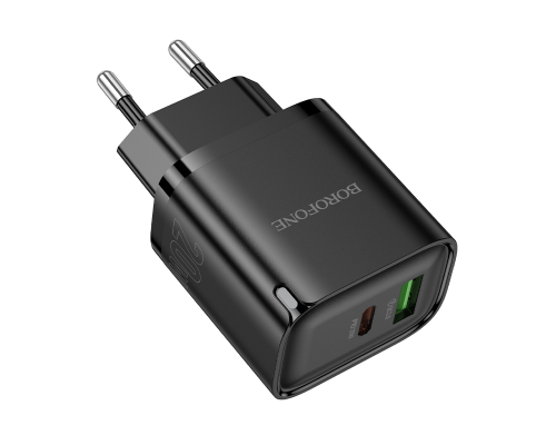 Зарядний пристрій Borofone BA83A 20W 3A USB-A+USB-C black PLS-00-00155981