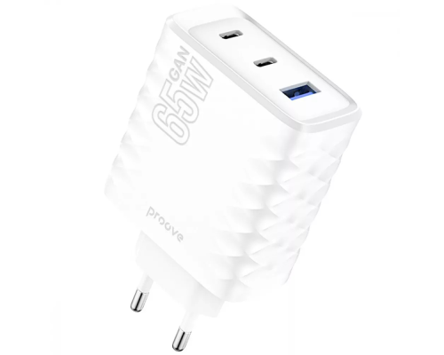 Зарядний пристрій Proove Speed Surge Gan 65W USB-A+2Type-C white PLS-00-00138620