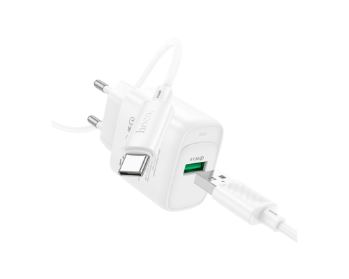 Зарядний пристрій Hoco C140A 18W 3A 1USB-A з кабелем Type-C white PLS-00-00138659