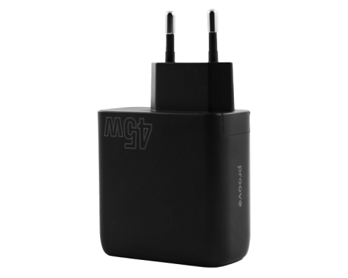 Зарядний пристрій Proove Silicone Power 45W 3A 1USB-A+1USB-C black PLS-00-00112612