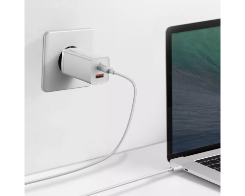 Зарядний пристрій Baseus GaN2 Lite 65W 5A 1USB-A+1USB-C white PLS-00-00101037