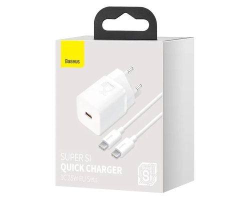 Зарядний пристрій Baseus Super SI 25W 3A 1USB-C з кабелем Type-C white PLS-00-00114887