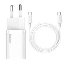 Зарядний пристрій Baseus Super SI 25W 3A USB-C з кабелем C-C (TZCCSUP-L02) white PLS-00-00114887