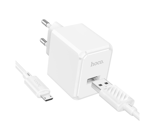 Зарядний пристрій Hoco CS11A 10.5W 2.1A 1USB-A з кабелем Micro USB white PLS-00-00114984