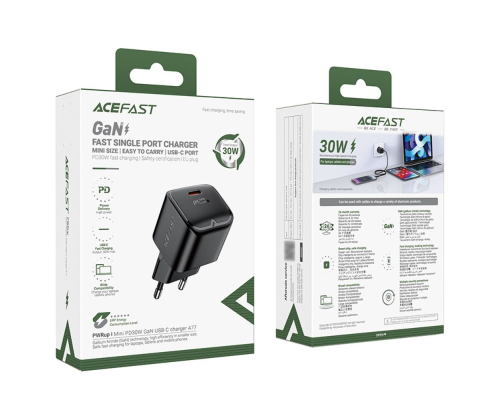 Зарядний пристрій Acefast A77 Mini 30W 3A USB-C black PLS-00-00124996