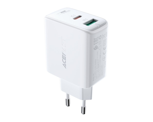 Зарядний пристрій Acefast A5 32W 2.4A USB-A+USB-С white PLS-00-00124987