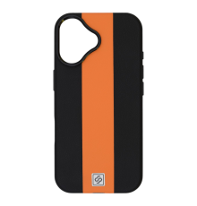 Чохол шкіряний Rally with Magnetic для iPhone 16 black orange PLS-00-00164611