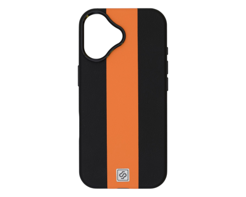 Чохол шкіряний Rally with Magnetic для iPhone 16 black orange PLS-00-00164611