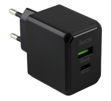 Зарядний пристрій Hoco CS14A 20W 3A 1USB-A+1USB-С з кабелем Lightning black PLS-00-00145457
