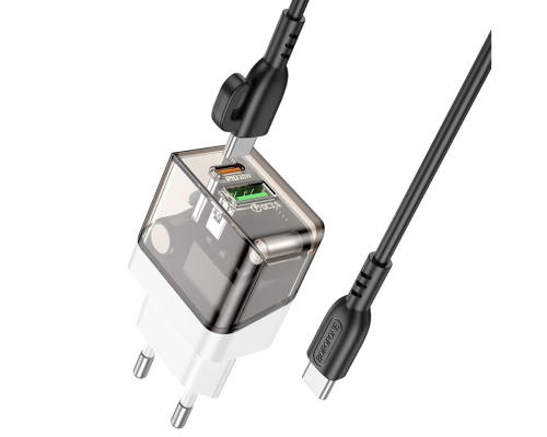Зарядний пристрій Borofone BA80A 20W 3A USB-A+USB-C з кабелем Type-C black PLS-00-00128186
