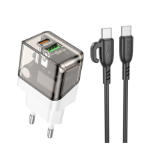 Зарядний пристрій Borofone BA80A 20W 3A USB-A+USB-C з кабелем Type-C black PLS-00-00128186