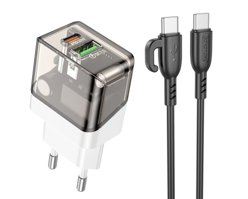 Зарядний пристрій Borofone BA80A 20W 3A USB-A+USB-C з кабелем Type-C black PLS-00-00128186