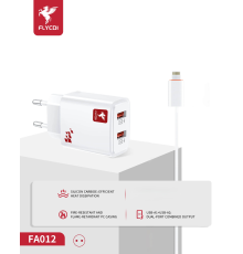 Зарядний пристрій FLYCDI FA-012 12W 2.4A 2USB-A з кабелем Lightning white PLS-00-00133880