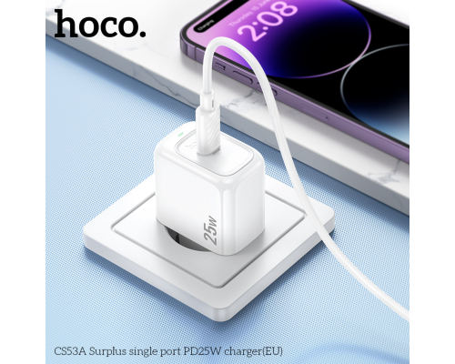 Зарядний пристрій Hoco CS53A 25W 3A 1USB-C white PLS-00-00145524