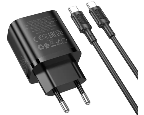 Зарядний пристрій Borofone BA83A 20W 3A USB-A+USB-C з кабелем C-C black PLS-00-00155990