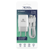 Зарядний пристрій Ridea RW-11211 Element 10.5W 2.1A 1USB-A з кабелем Type-C white PLS-00-00123681