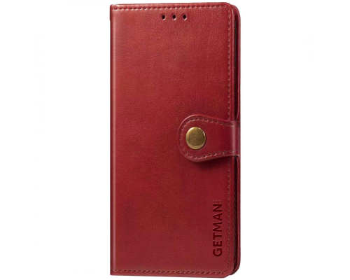 Чохол-книжка Leather GETMAN with card holder Xiaomi Redmi Note 11 (Global) red PLS-00-00129040