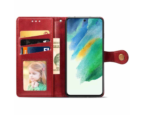 Чохол-книжка Leather GETMAN with card holder Samsung S921 Galaxy S24 red PLS-00-00128908