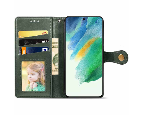 Чохол-книжка Leather GETMAN with card holder Samsung S926 Galaxy S24 Plus green PLS-00-00128921